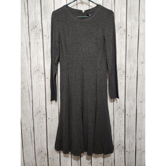 Tommy Hilfiger Dress Size 8 Midi Dark Gray Long Sleeve Zip Soft Zip Stretch - Picture 1 of 9